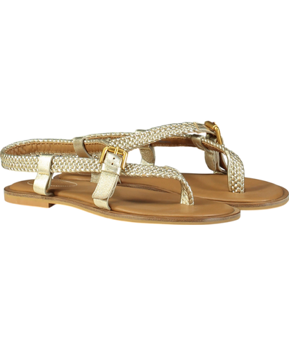 See by Chloé Brown Woven Faux Leather And Leather Sandals UK 3 EU 36 👠