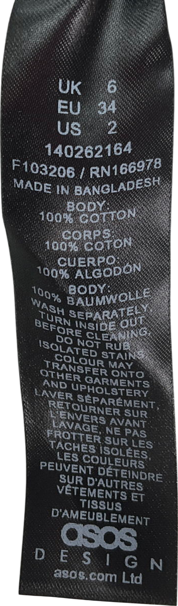 ASOS Denim Dad Shorts In Mid Blue With White Tapestry Floral Trim UK 6