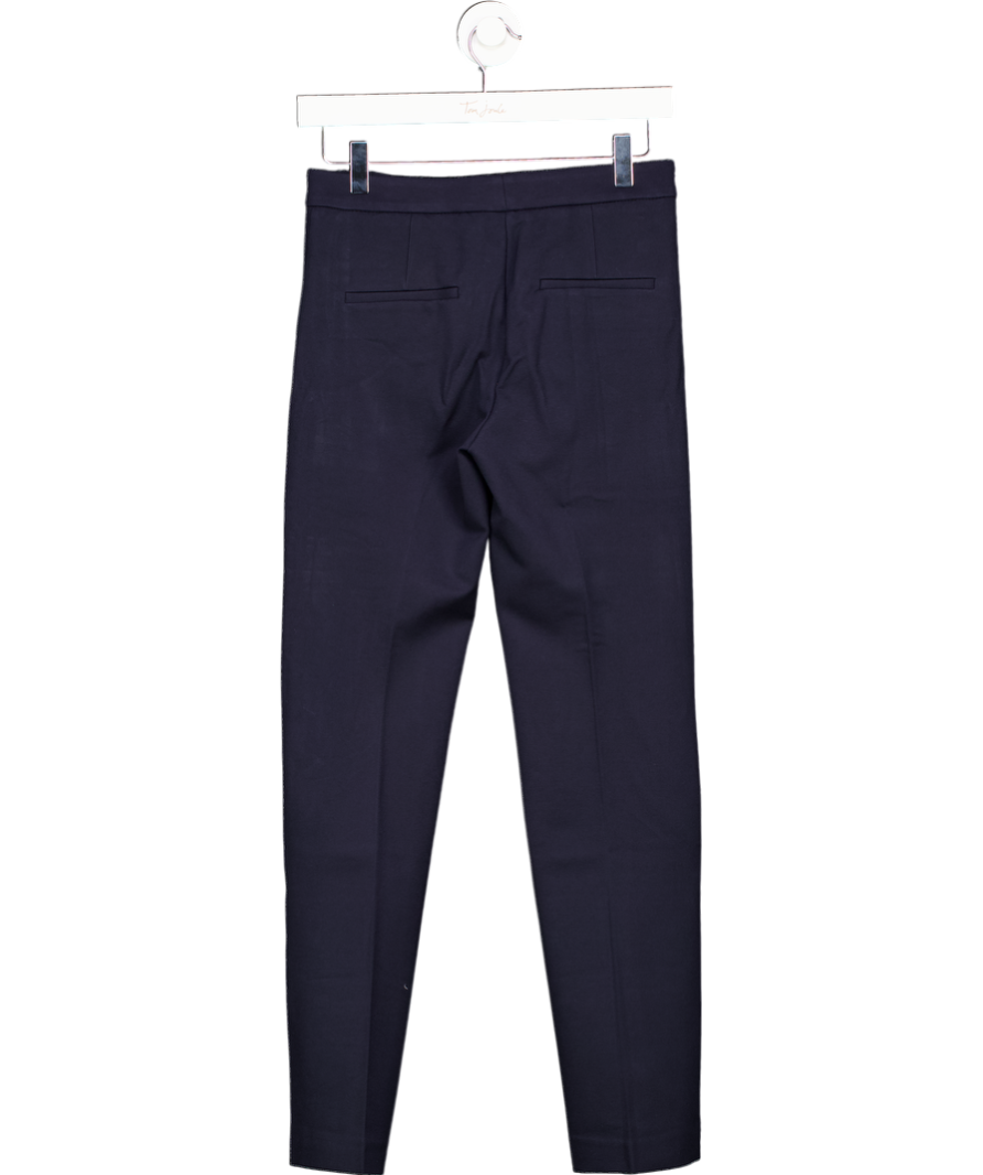 MANGO Navy Blue Straight Mid-rise Tailored Trousers UK 6
