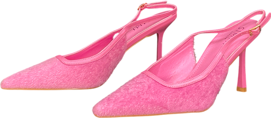 SIMMI Exmoor Pink Plush Slingback Courts UK 6 EU 39 👠
