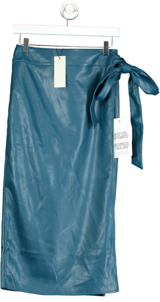 Never Fully Dressed Teal Vegan Leather Jaspre Skirt UK 10