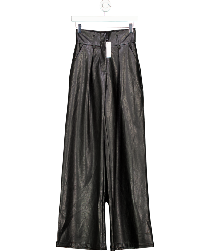 Karen Millen Black Faux Leather High Waisted Trousers UK 6 LP