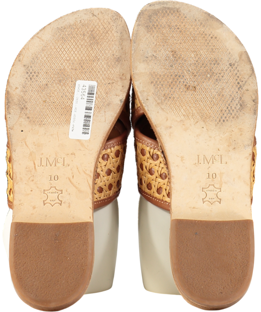 j.mclaughin Brown Usha Leather & Raffia Sandals UK 7 EU 40 👠