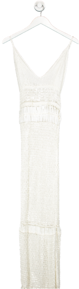 Flook The Label Cream Crochet Beach Maxi Dress Luana UK XS