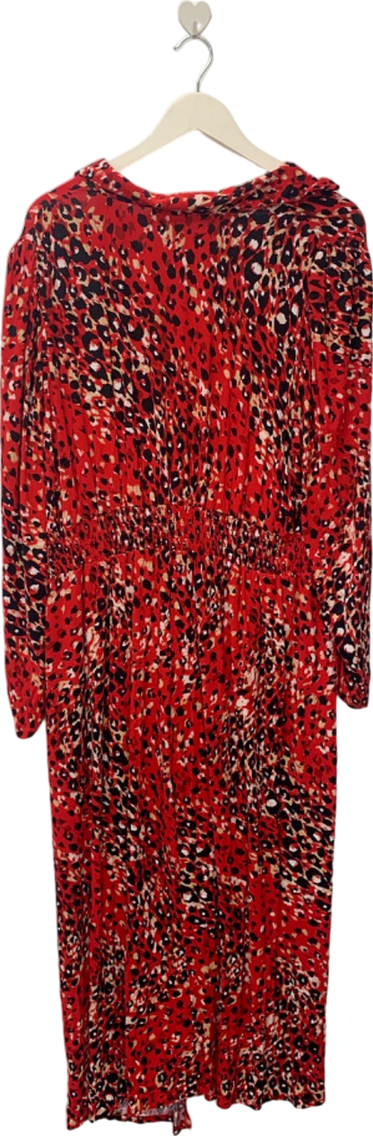 Yours Red Leopard Print Dress UK 26