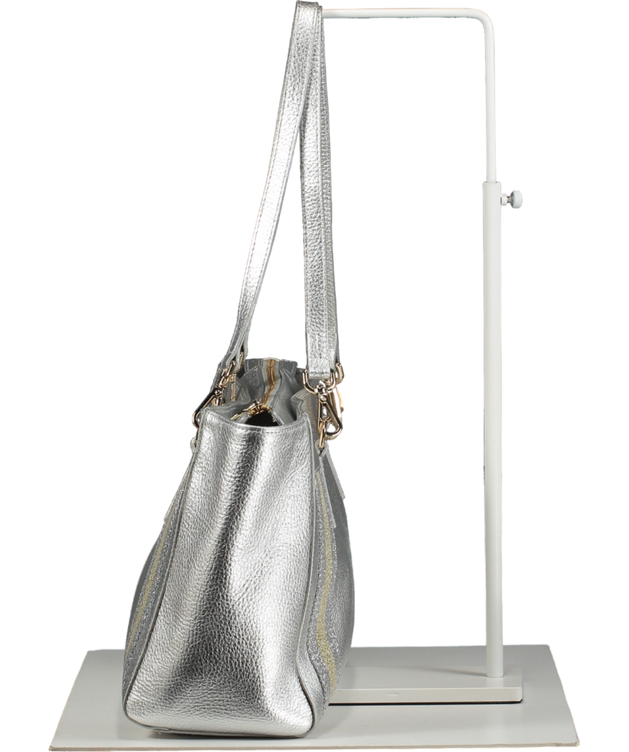 Meg & Bee Metallic Silver London Mini Slouchy Leather Tote Bag e