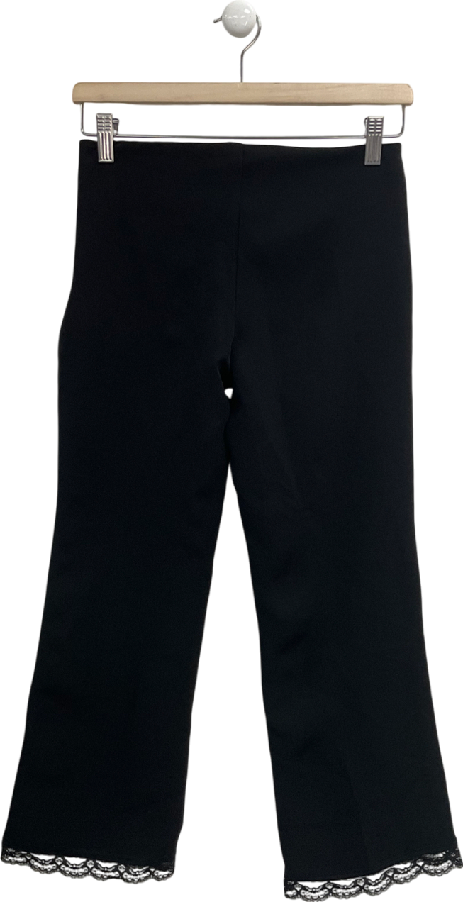 Bella Venice Black Ellis Lace Trimmed Capri Pant UK XS