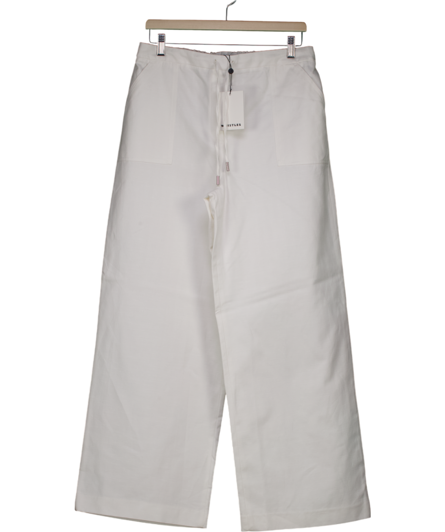 Whistles White Leona Linen Blend Trouser UK 12