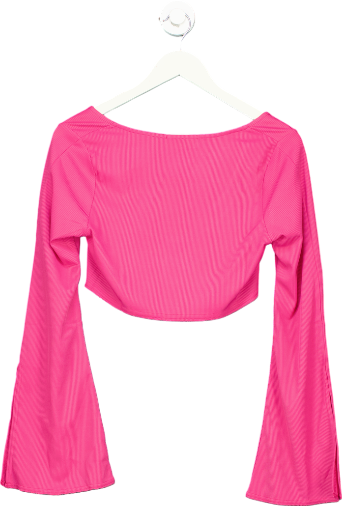 Ei8th Hour Pink Ribbed Long Sleeve Crop Top UK 12