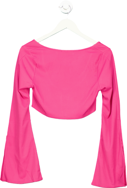 Ei8th Hour Pink Ribbed Long Sleeve Crop Top UK 12