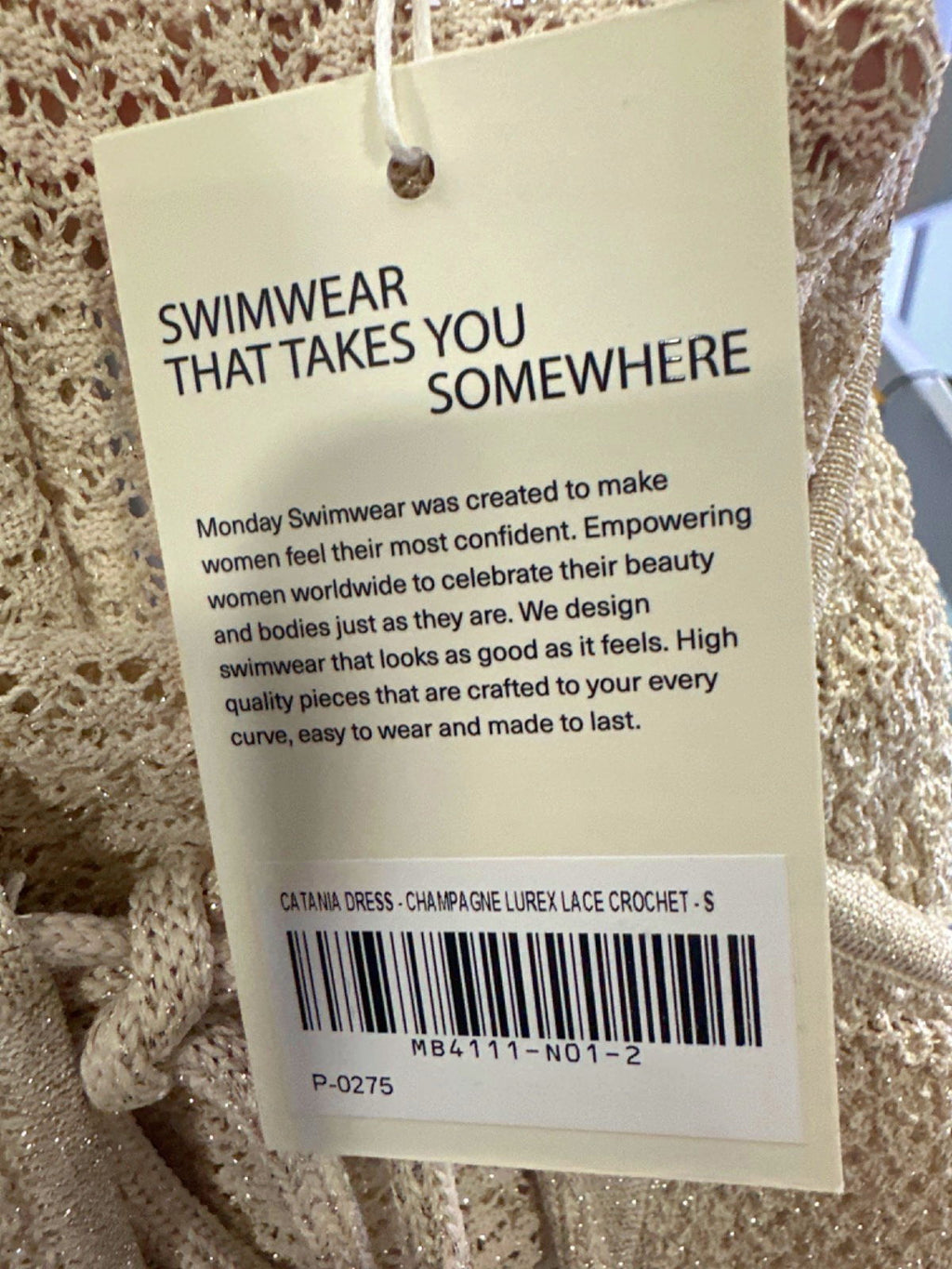 Monday Champagne Lurex Lace Crochet Catana Dress UK S