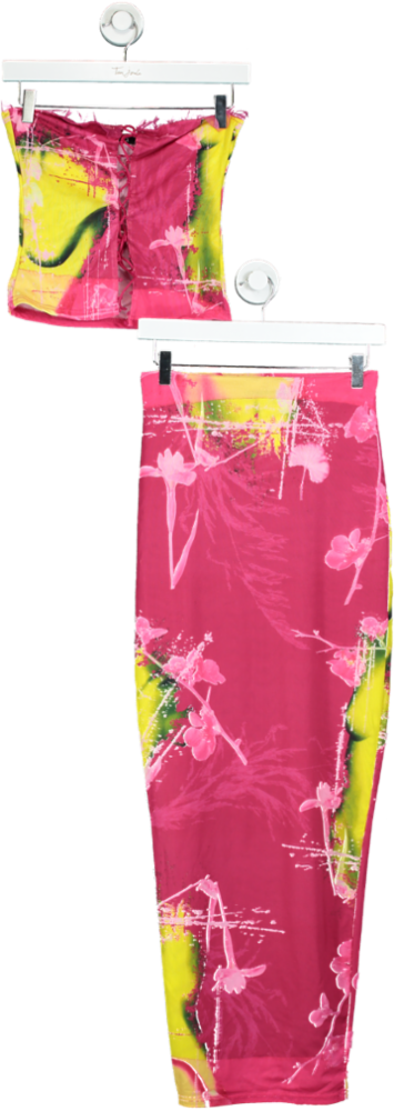 Murci Pink/Yellow Tie Dye Crop Top & Maxi Skirt Co-ord Set UK 10