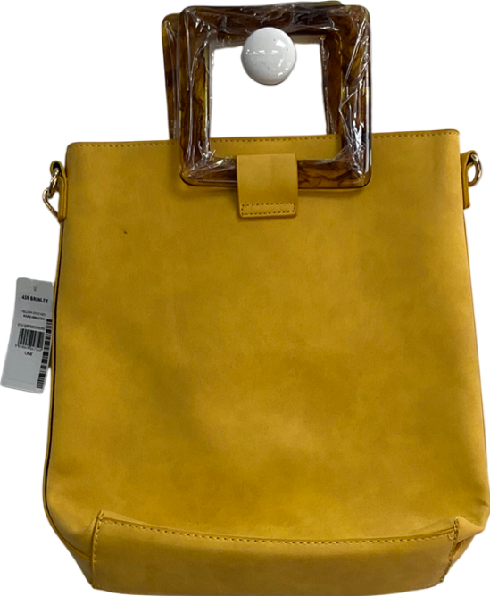 Dune Yellow Square Handle Handbag With Long Strap