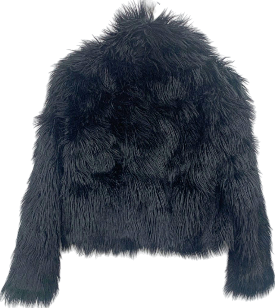 Superdry Black Short Faux Fur Coat UK M