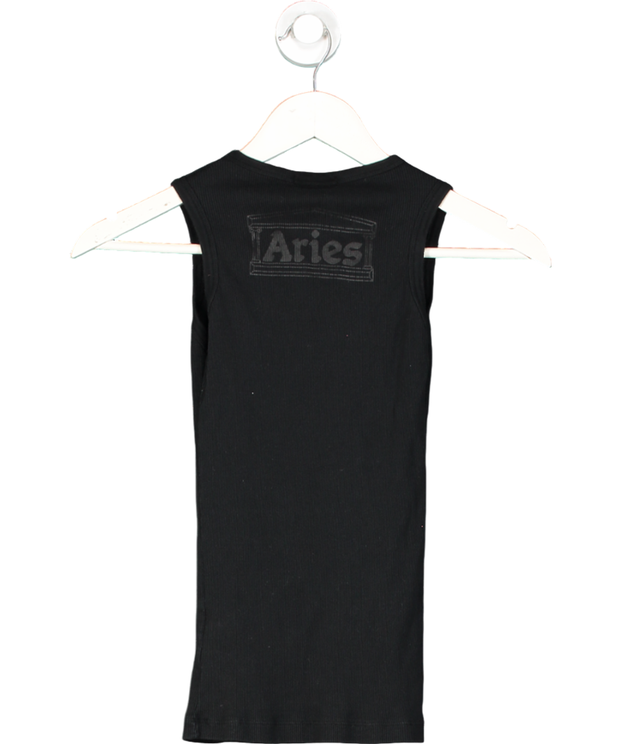 Aries Black Ribbed Tank Top UK XS