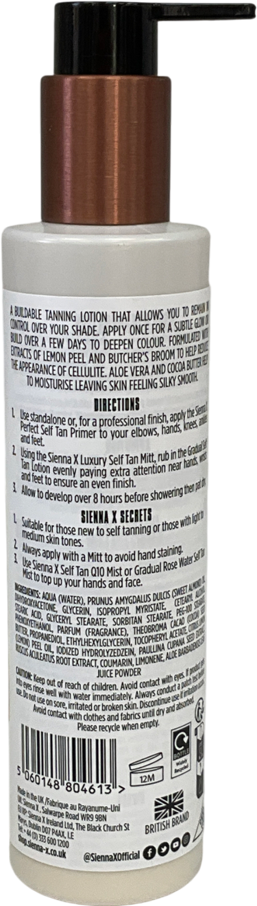 Sienna X Gradual Untinted Self Tan Lotion 200ml