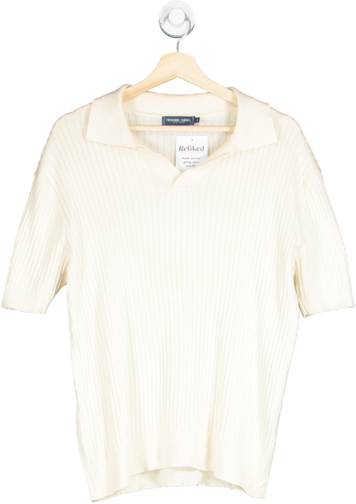 Frescobol Carioca Cream Ribbed Knit Polo Shirt UK M