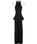 PRETTY LAVISH Black Bernelle Halterneck Tie Waist Knit Midaxi Dress UK XS