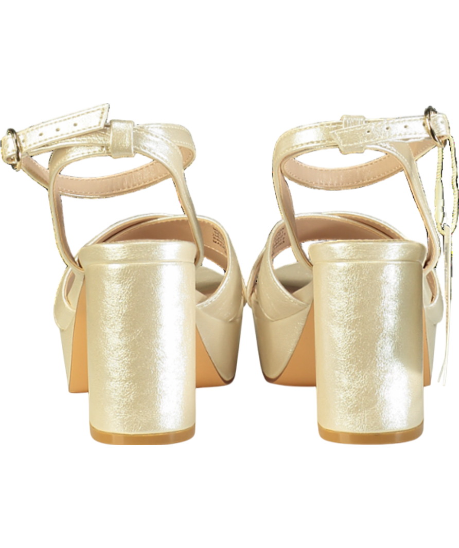 Monsoon Cream Pearlised Platform Heeled Sandals UK 5 EU 38 👠