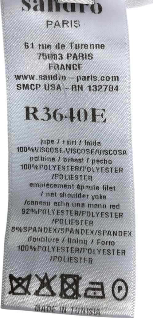 Sandro Black Mesh Cut Out Mini Dress UK M