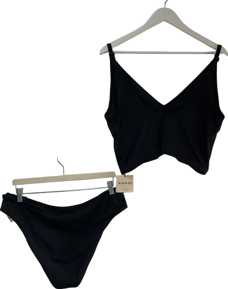 We Are We Wear Black Curve Sonia High Waist Brazilian Bikini Set UK XXXL