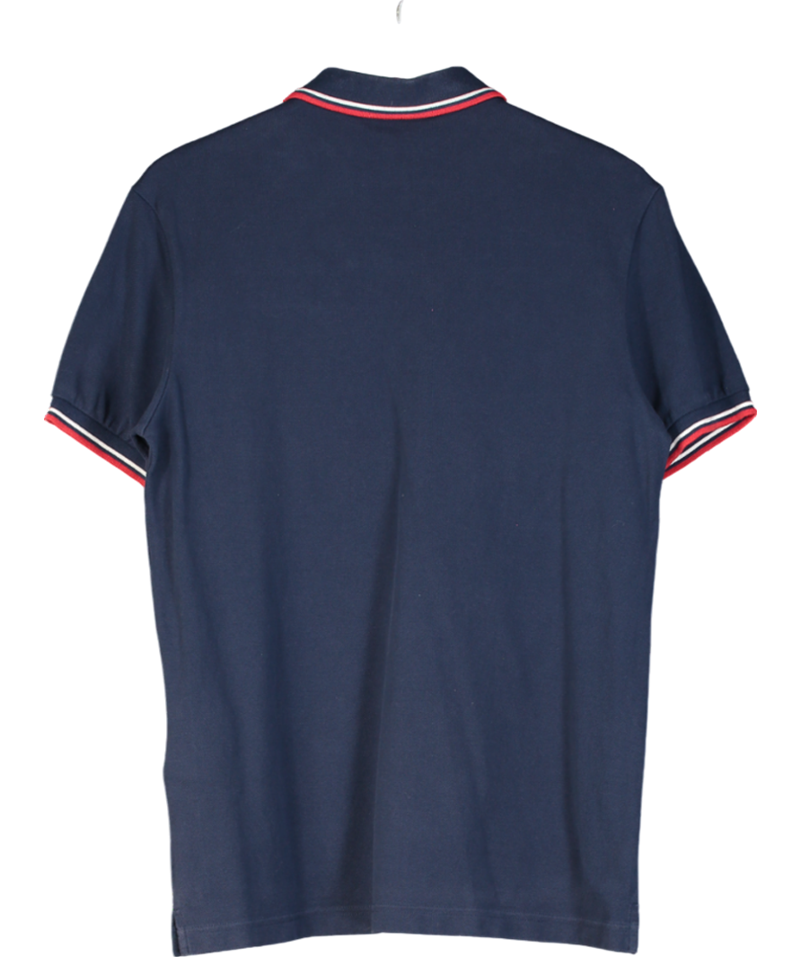 Prada Navy Blue Logo Plaque Polo Shirt UK M