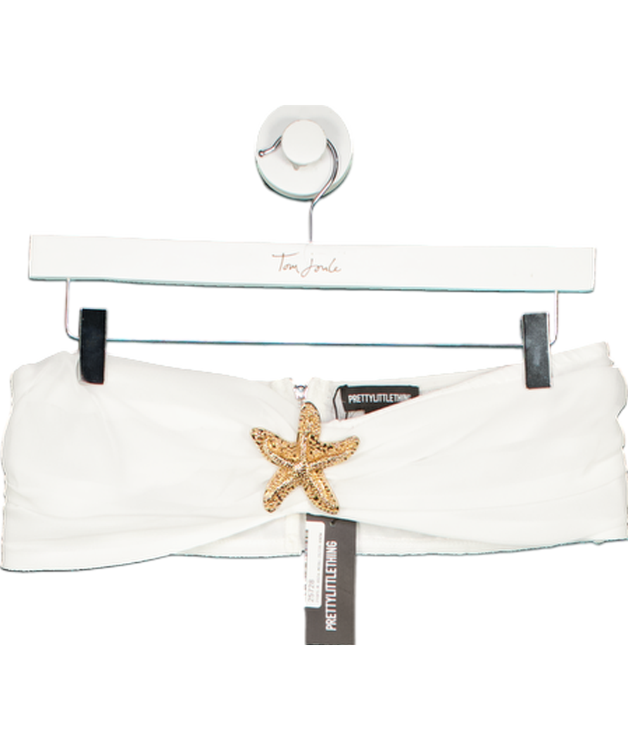 PrettyLittleThing White Chiffon Starfish Detail Bandeau UK 10