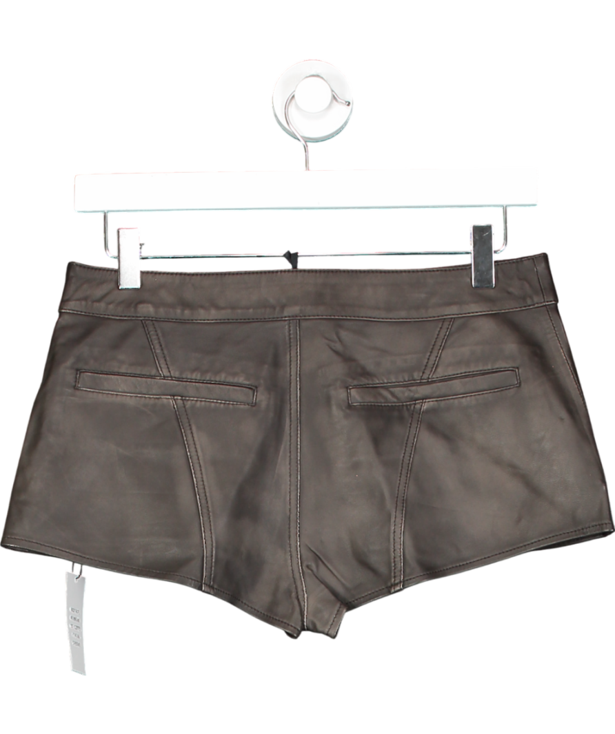 h:ours Distressed Brown Artemisia Lambs Leather Shorts UK XS