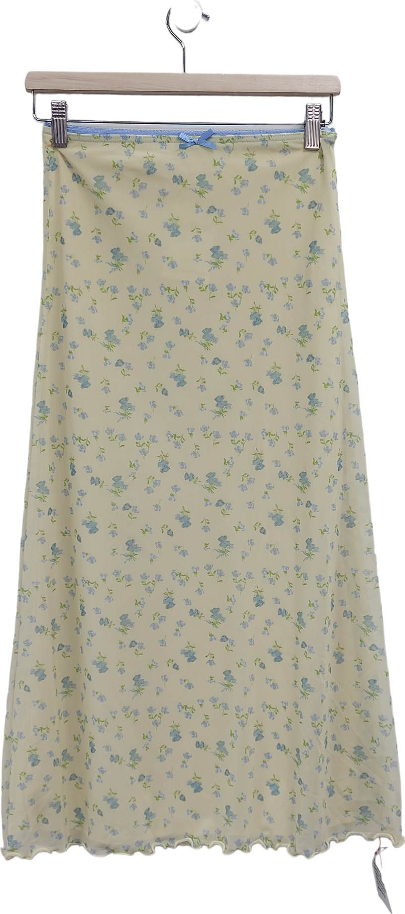 ASOS Yellow Ditsy Print Mesh Midi Slirt UK 8