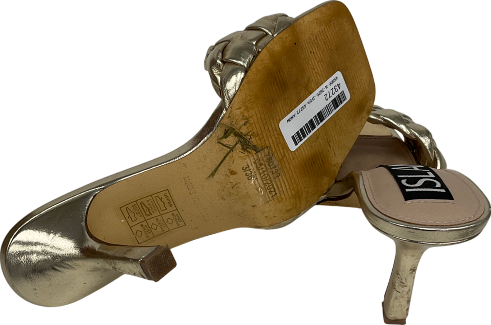 River Island Gold Metallic Knotted Mule Heel UK 3 EU 36 👠