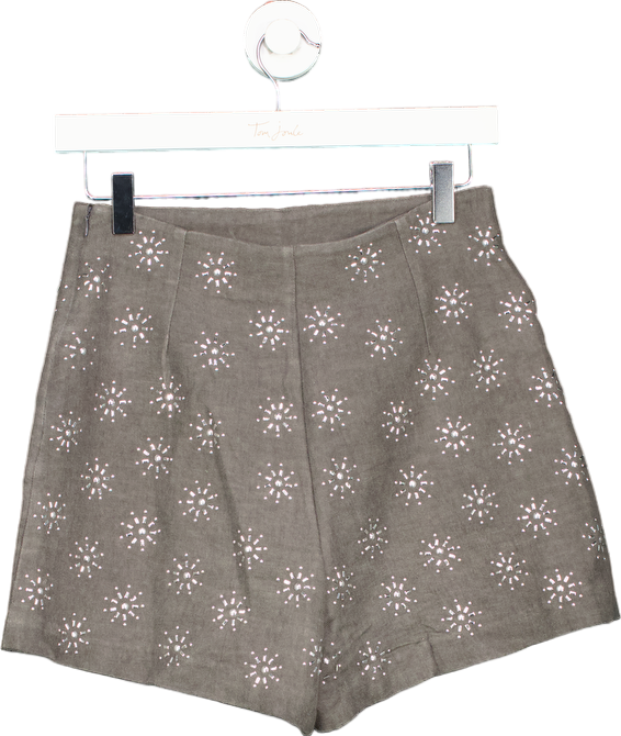 Zara Grey Embroidered Shorts EUR S