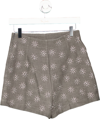 Zara Grey Embroidered Shorts EUR S