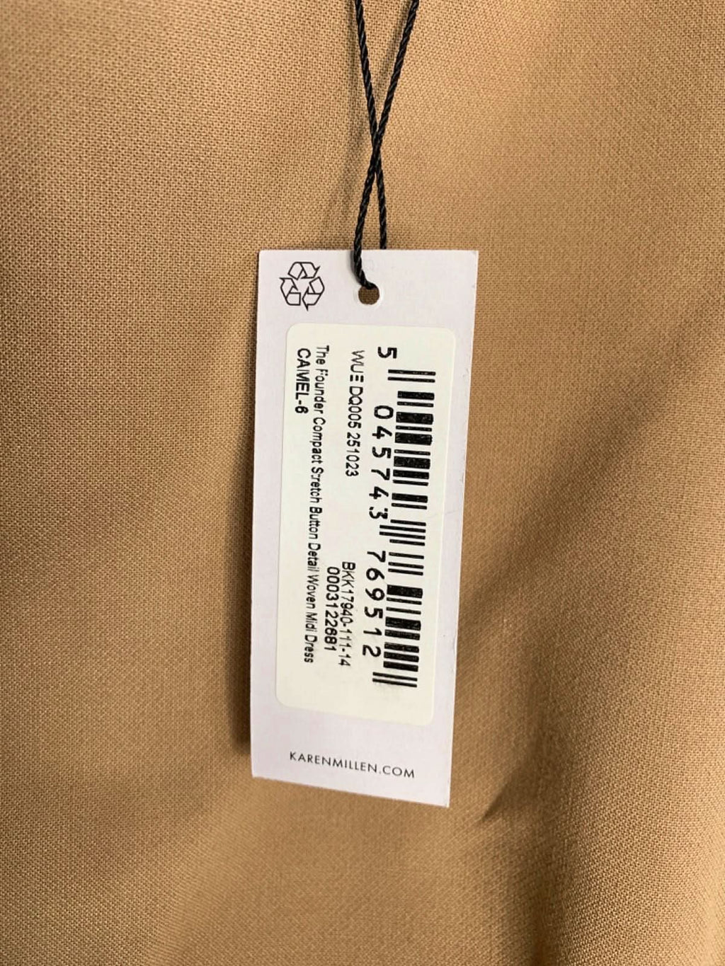 Karen Millen Camel Bodycon Dress UK 6