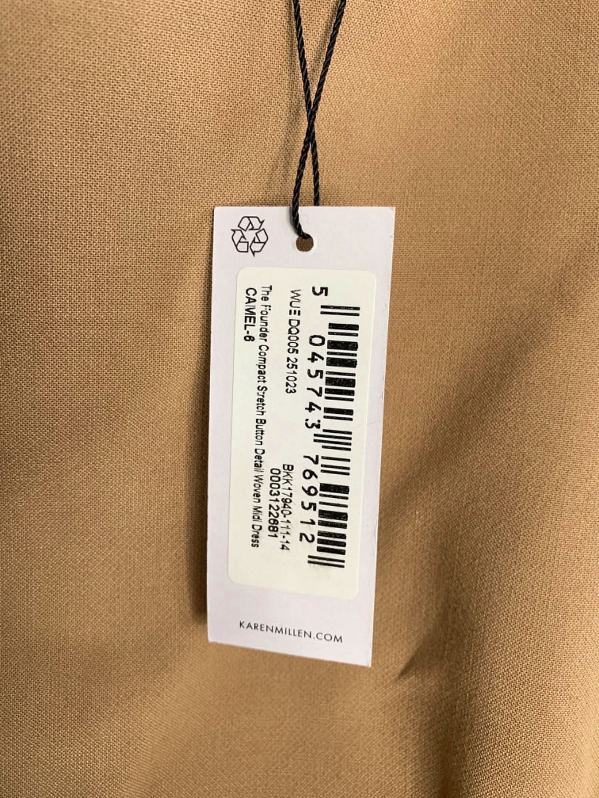 Karen Millen Camel Bodycon Dress UK 6