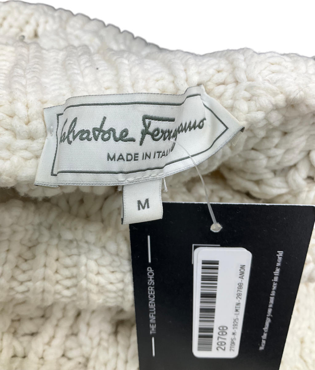 Salvatore Ferragarro Cream Chunky Cable Knit Sweater UK M