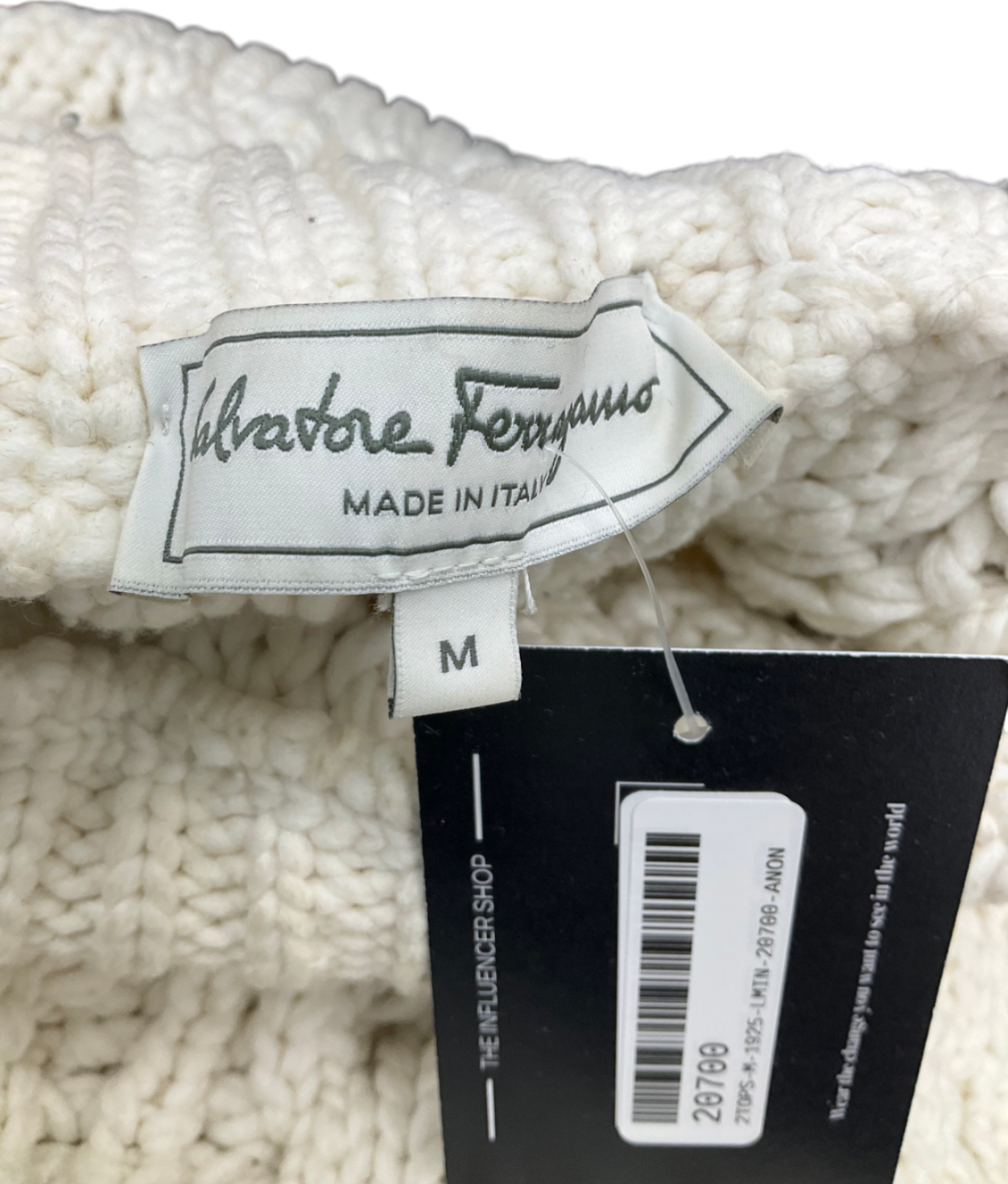 Salvatore Ferragarro Cream Chunky Cable Knit Sweater UK M