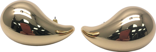 Metallic Large Tear Drop Earrings One Size