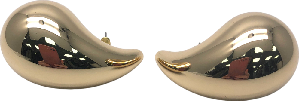Gold Large Tear Drop Earrings One Size