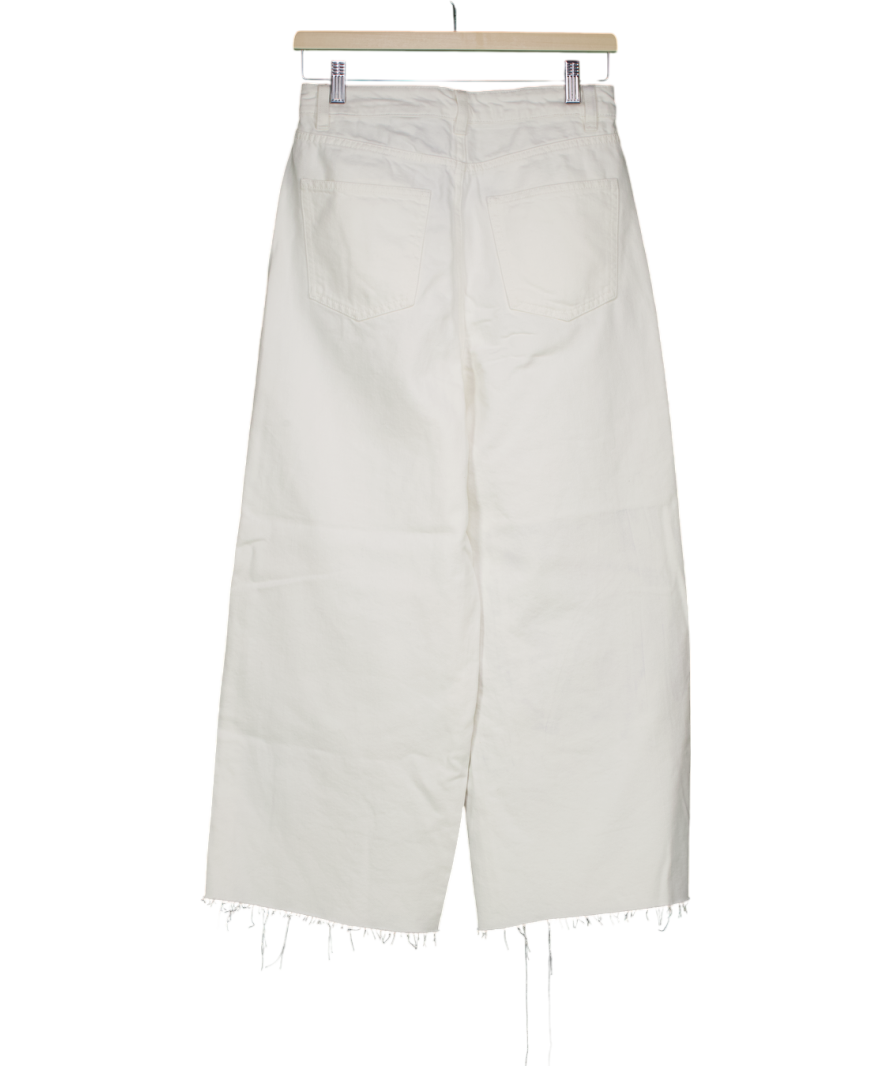 M&S White High Waisted Smart Wide Leg Jeans UK 8
