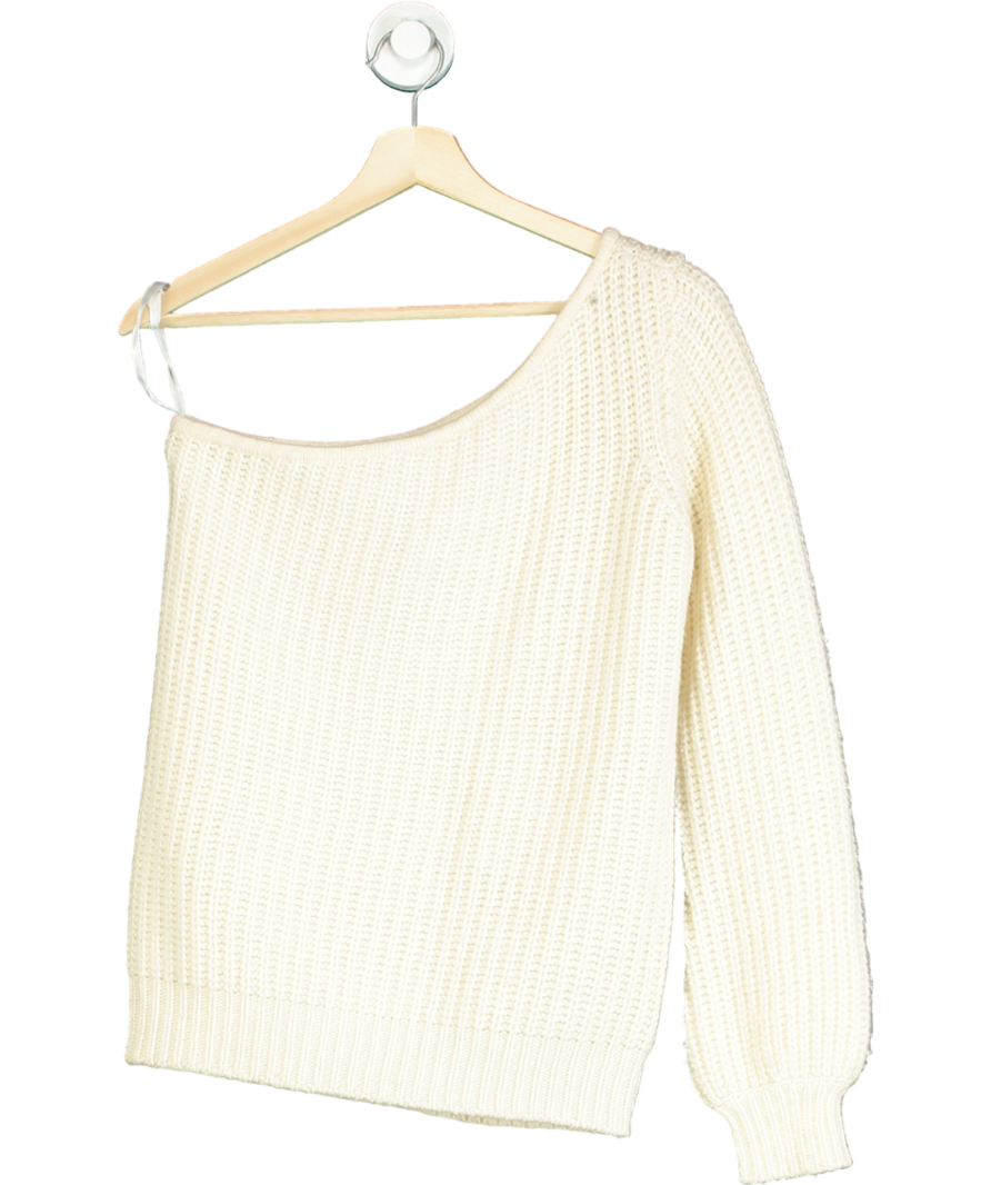 LPA Cream One-shoulder Knit Sweater UK S