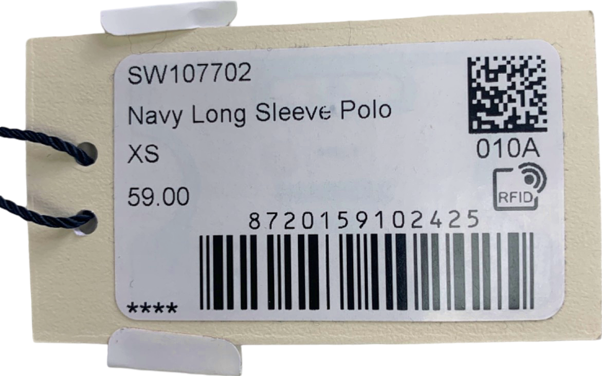 Suitsupply Navy Long Sleeve Cotton Polo Shirt UK XS