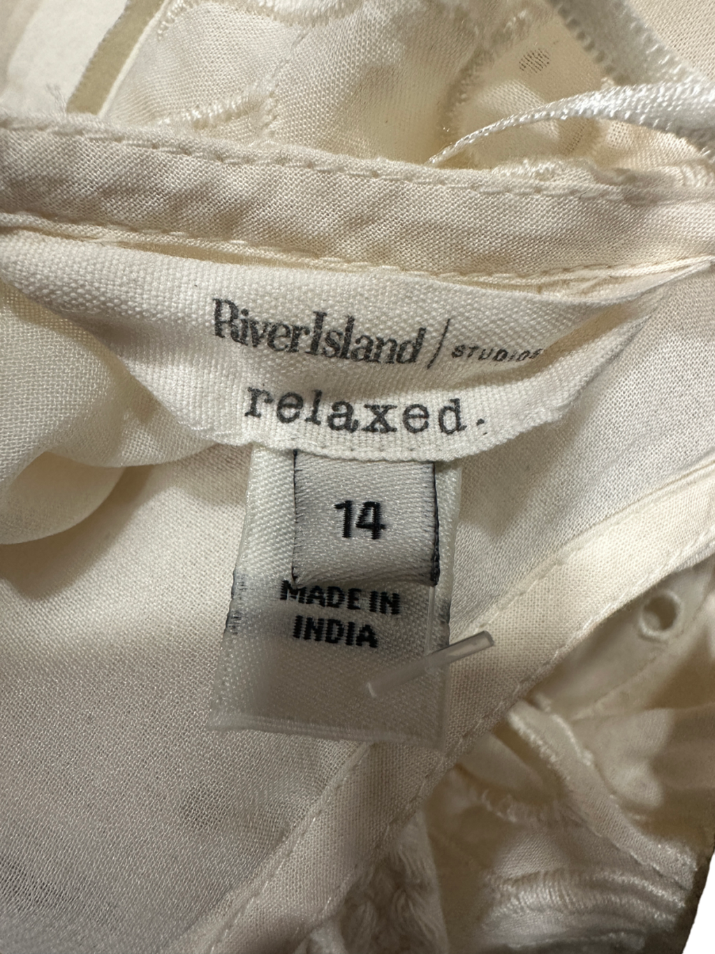 River Island Cream Eyelet Dress UK 14