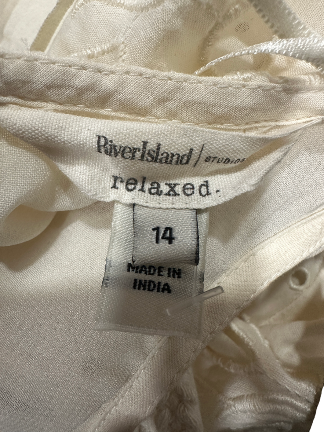 River Island Cream Eyelet Dress UK 14