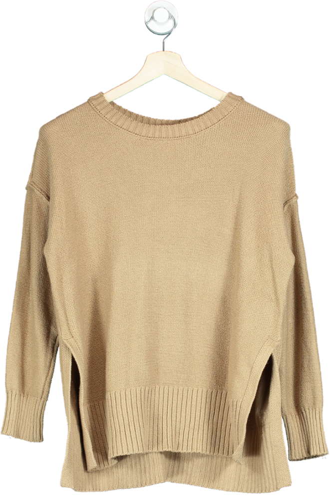 Aerie Brown Ribbed Knit Sweater UK XS