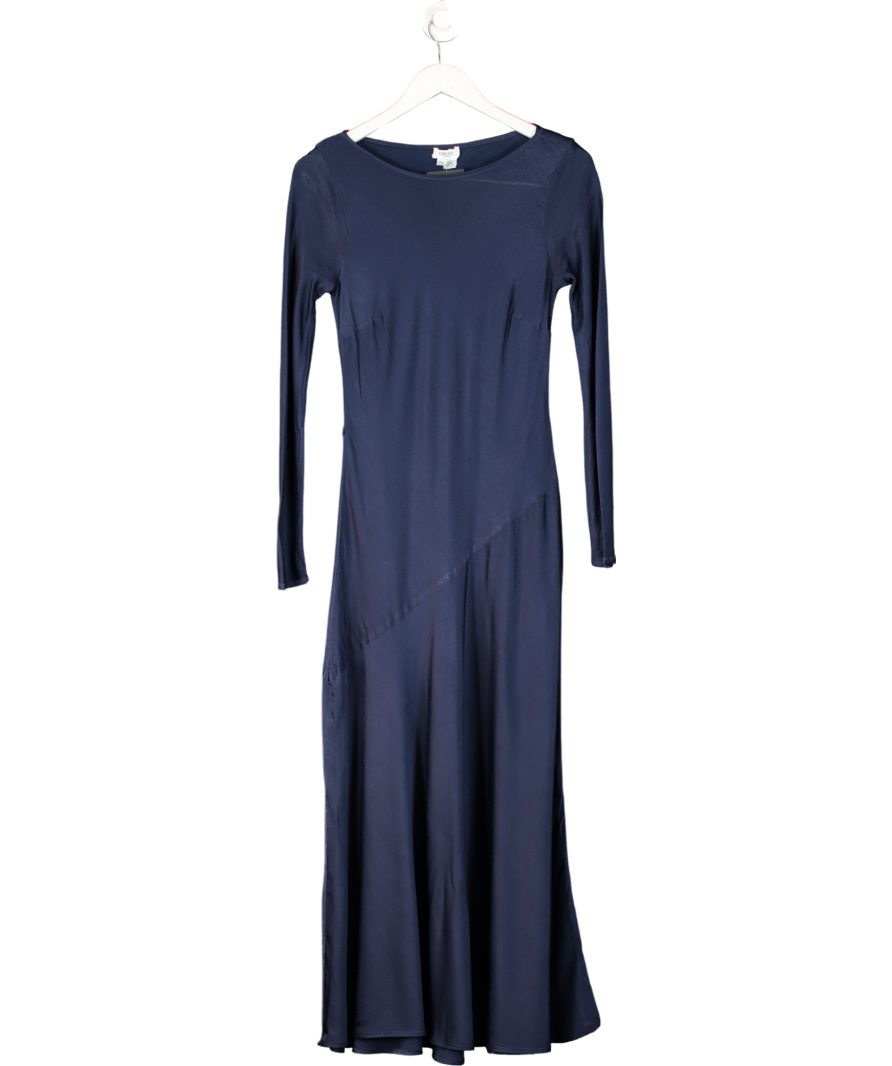 ghost Blue Mari Satin Midi Dress UK XS