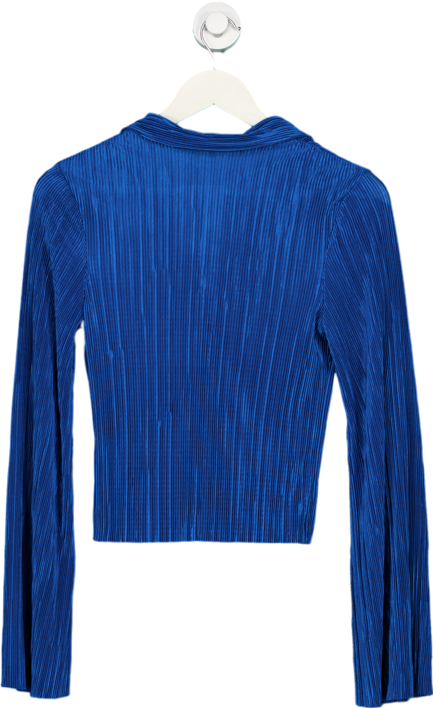 Boohoo Blue Pleated Long Sleeve Top UK 8