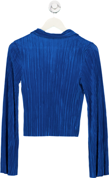 Boohoo Blue Pleated Long Sleeve Top UK 8