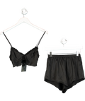 Oh Polly Black Satin Cami And Shorts Pyjama Set UK 6