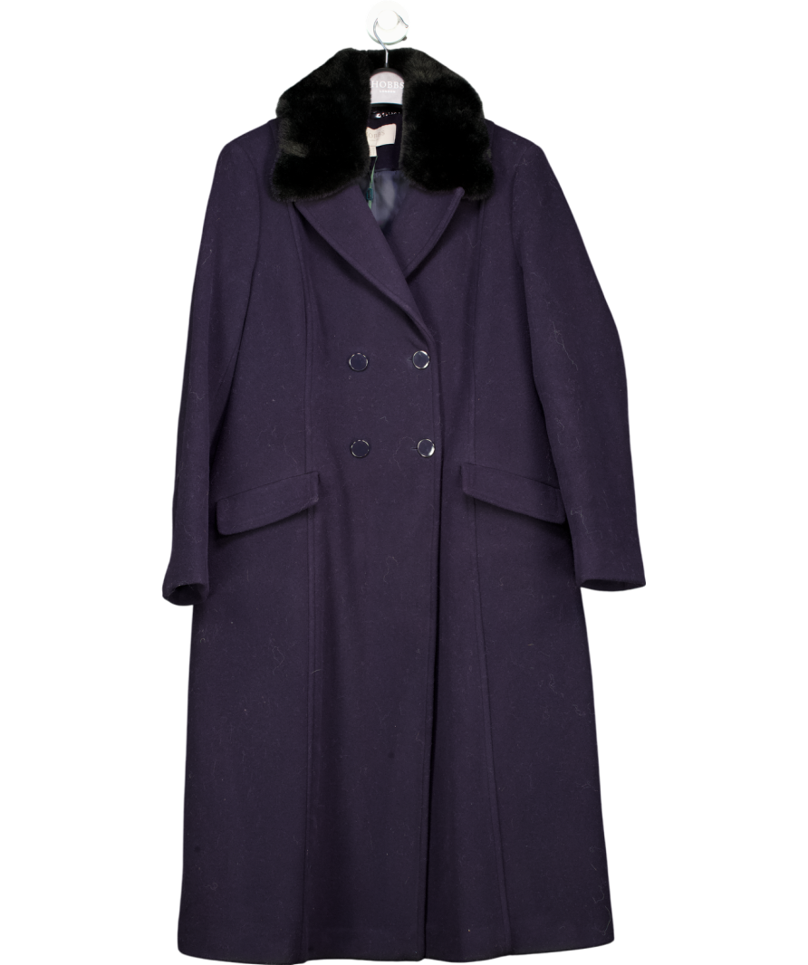 Hobbs Navy Blue Marlene Wool Blend Coat UK 16