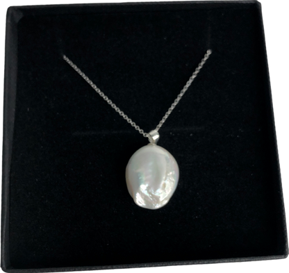 925 Sterling Silver Natural Pearl Pendant Necklace